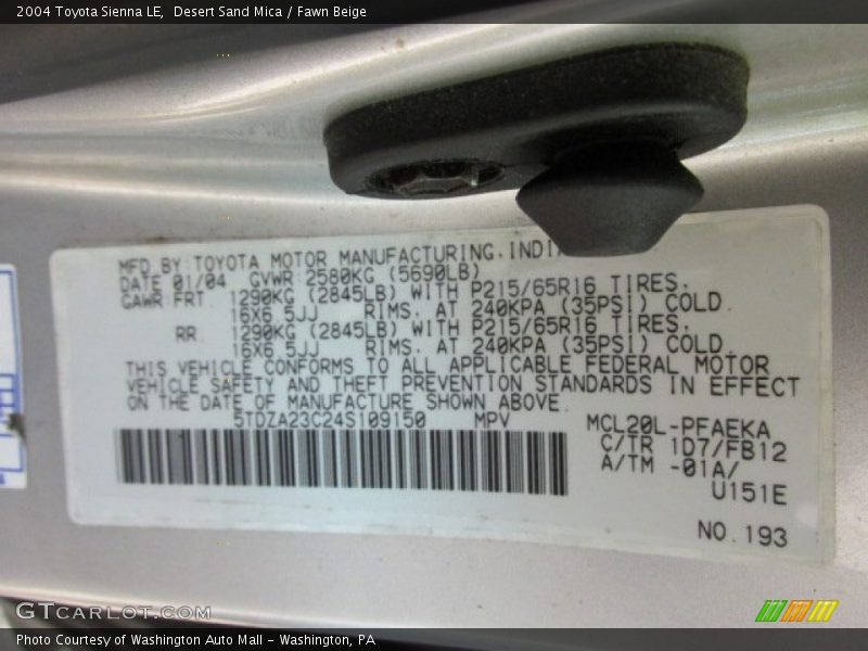 Desert Sand Mica / Fawn Beige 2004 Toyota Sienna LE