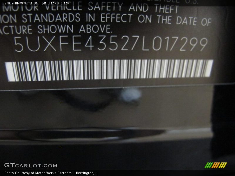 Jet Black / Black 2007 BMW X5 3.0si