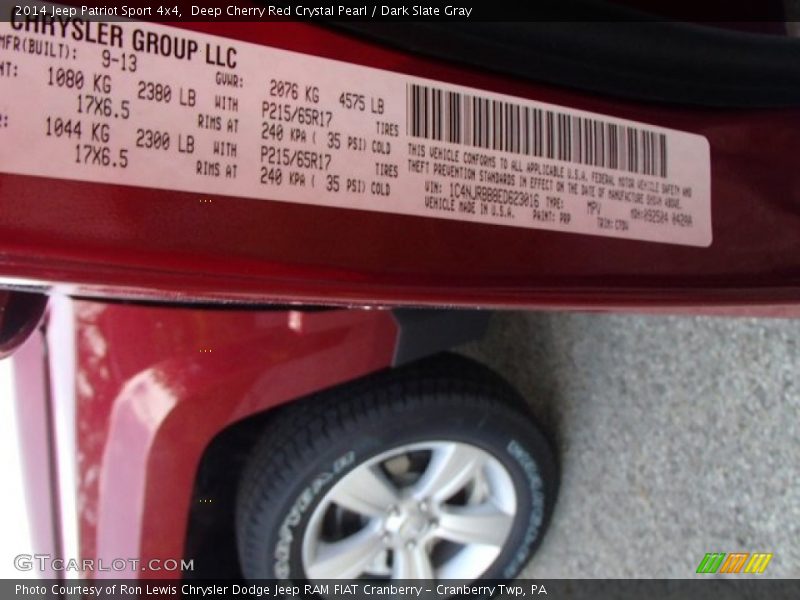 Deep Cherry Red Crystal Pearl / Dark Slate Gray 2014 Jeep Patriot Sport 4x4