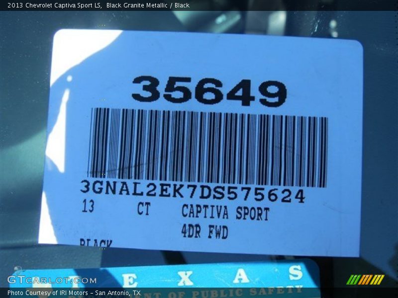 Black Granite Metallic / Black 2013 Chevrolet Captiva Sport LS