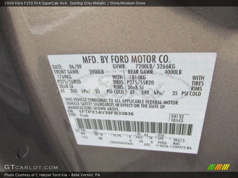 Sterling Grey Metallic / Stone/Medium Stone 2009 Ford F150 FX4 SuperCab 4x4