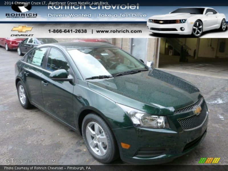 Rainforest Green Metallic / Jet Black 2014 Chevrolet Cruze LT