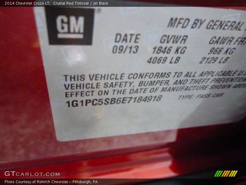 Crystal Red Tintcoat / Jet Black 2014 Chevrolet Cruze LT