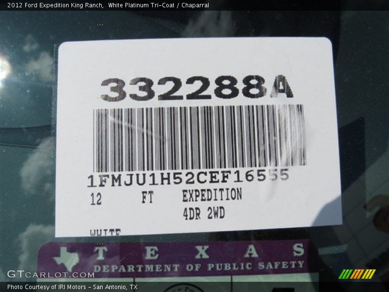 White Platinum Tri-Coat / Chaparral 2012 Ford Expedition King Ranch