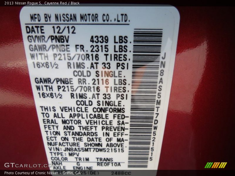 Cayenne Red / Black 2013 Nissan Rogue S