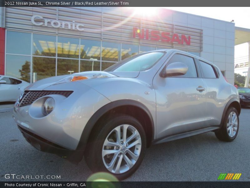 Chrome Silver / Black/Red Leather/Silver Trim 2012 Nissan Juke SL