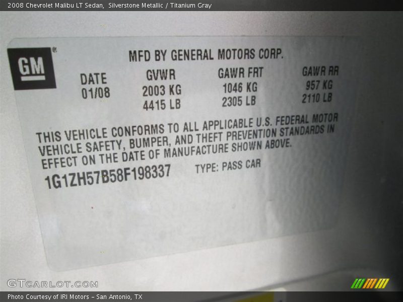 Silverstone Metallic / Titanium Gray 2008 Chevrolet Malibu LT Sedan