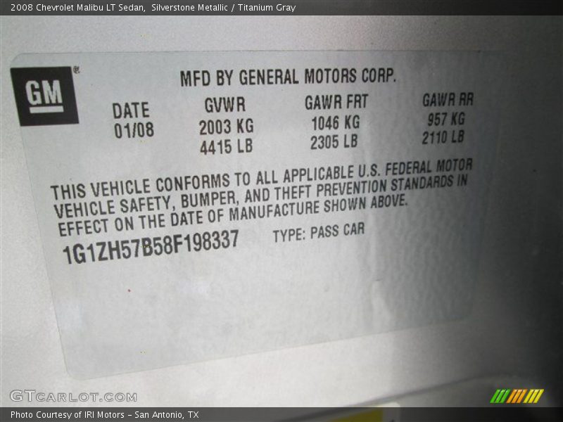 Silverstone Metallic / Titanium Gray 2008 Chevrolet Malibu LT Sedan