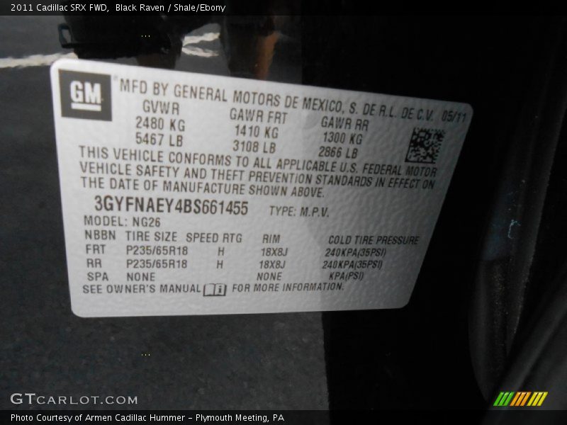 Black Raven / Shale/Ebony 2011 Cadillac SRX FWD