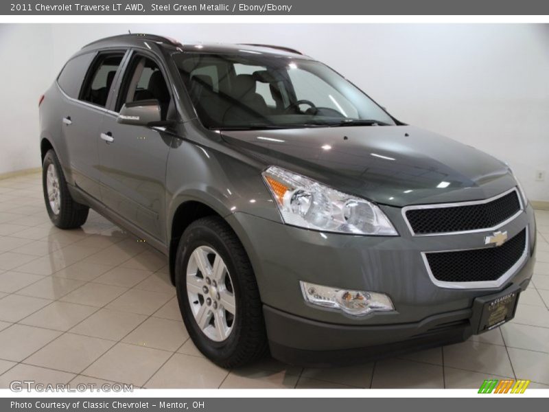 Steel Green Metallic / Ebony/Ebony 2011 Chevrolet Traverse LT AWD