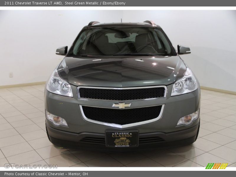 Steel Green Metallic / Ebony/Ebony 2011 Chevrolet Traverse LT AWD