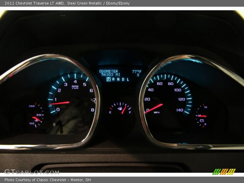 Steel Green Metallic / Ebony/Ebony 2011 Chevrolet Traverse LT AWD