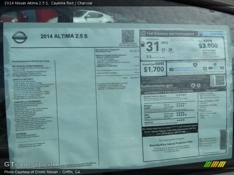 Cayenne Red / Charcoal 2014 Nissan Altima 2.5 S