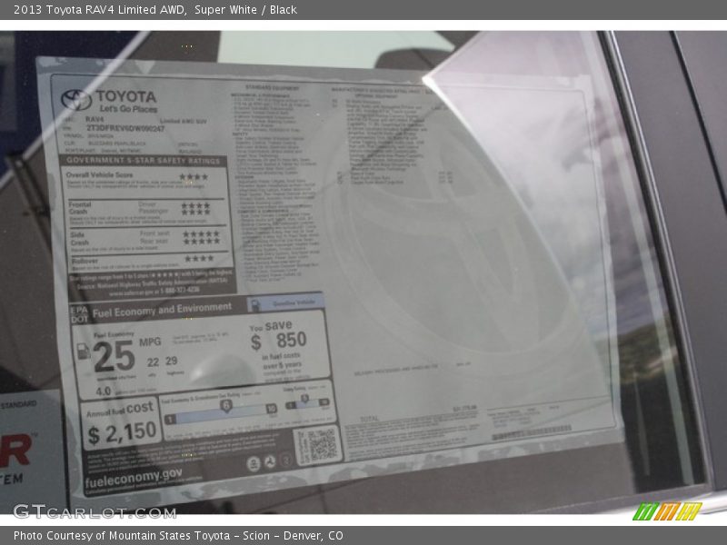 Super White / Black 2013 Toyota RAV4 Limited AWD