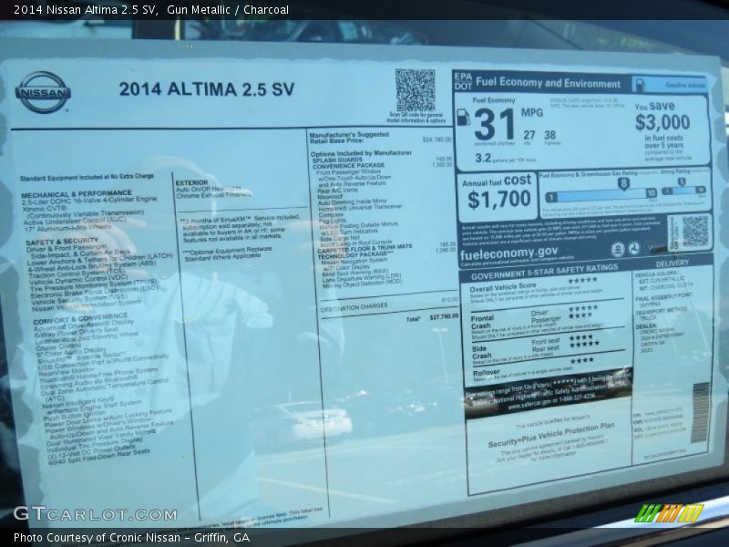  2014 Altima 2.5 SV Window Sticker