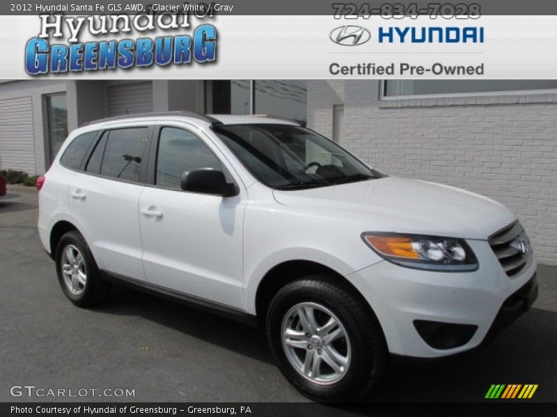 Glacier White / Gray 2012 Hyundai Santa Fe GLS AWD