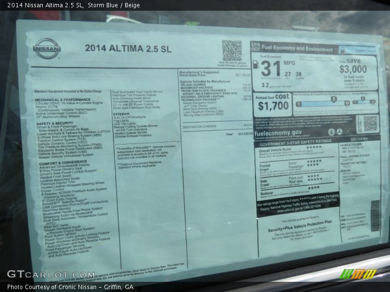 Storm Blue / Beige 2014 Nissan Altima 2.5 SL