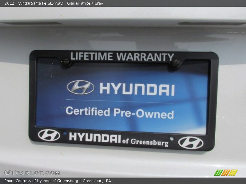 Glacier White / Gray 2012 Hyundai Santa Fe GLS AWD