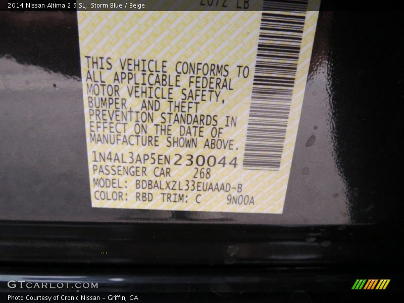 Storm Blue / Beige 2014 Nissan Altima 2.5 SL