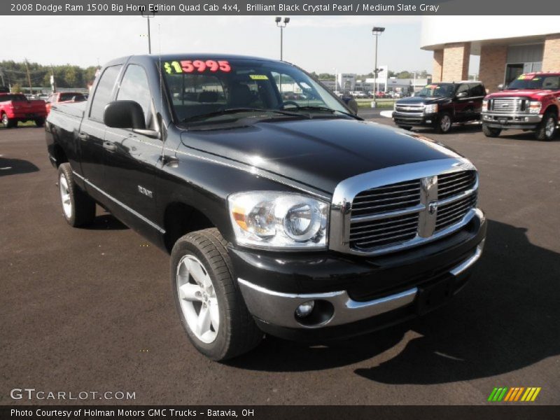 Brilliant Black Crystal Pearl / Medium Slate Gray 2008 Dodge Ram 1500 Big Horn Edition Quad Cab 4x4