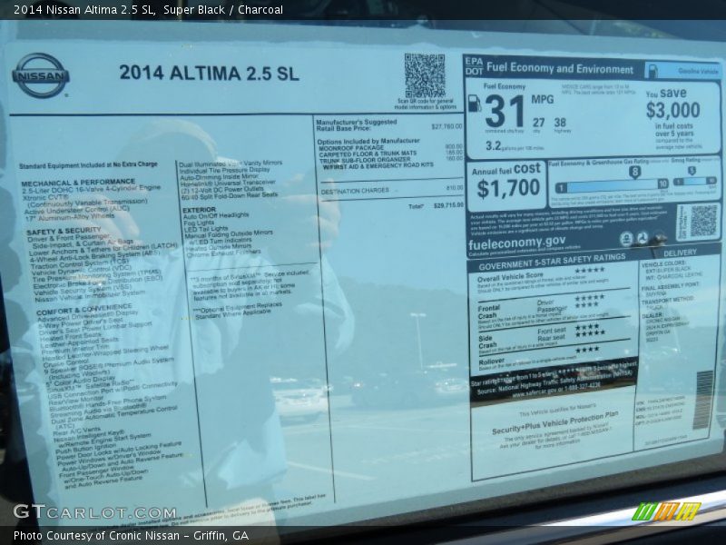 Super Black / Charcoal 2014 Nissan Altima 2.5 SL