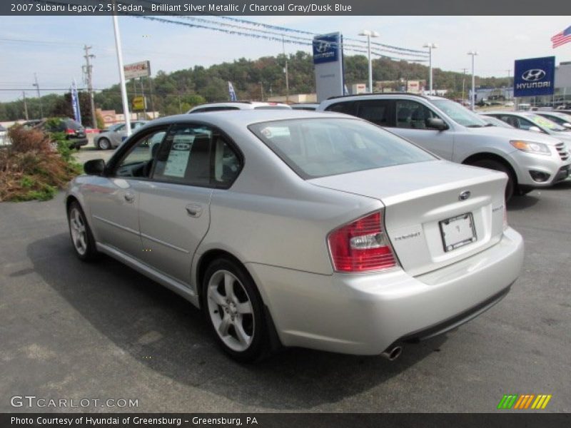 Brilliant Silver Metallic / Charcoal Gray/Dusk Blue 2007 Subaru Legacy 2.5i Sedan