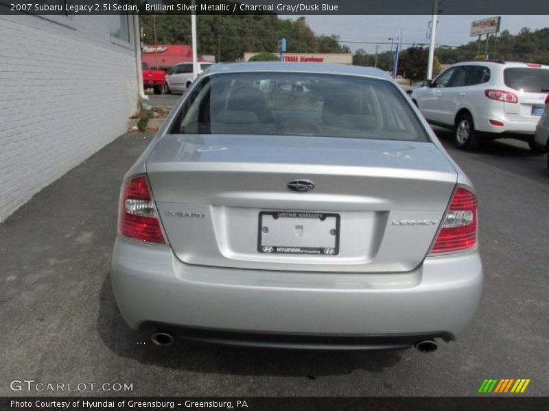 Brilliant Silver Metallic / Charcoal Gray/Dusk Blue 2007 Subaru Legacy 2.5i Sedan
