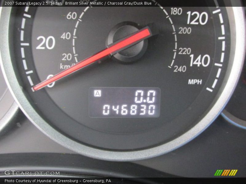 Brilliant Silver Metallic / Charcoal Gray/Dusk Blue 2007 Subaru Legacy 2.5i Sedan
