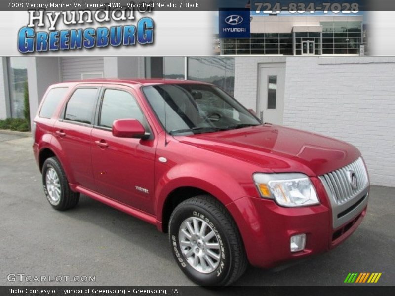 Vivid Red Metallic / Black 2008 Mercury Mariner V6 Premier 4WD