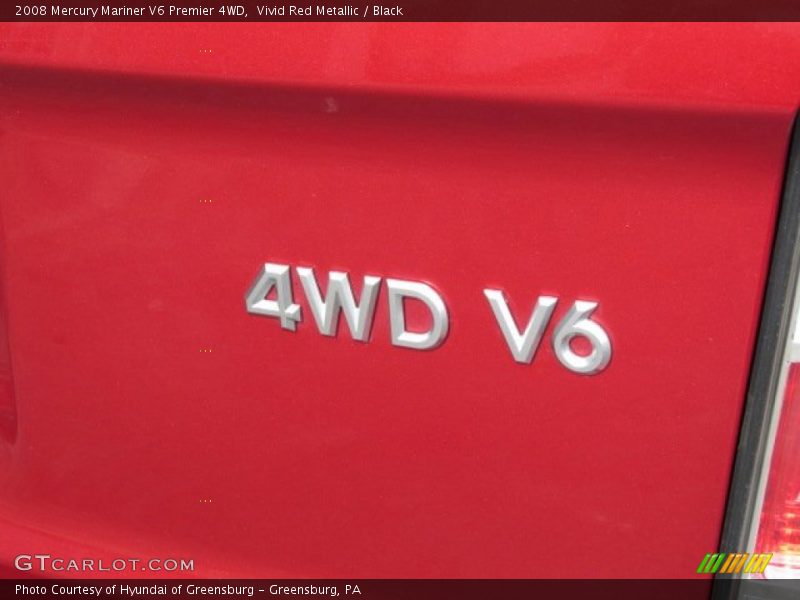 Vivid Red Metallic / Black 2008 Mercury Mariner V6 Premier 4WD