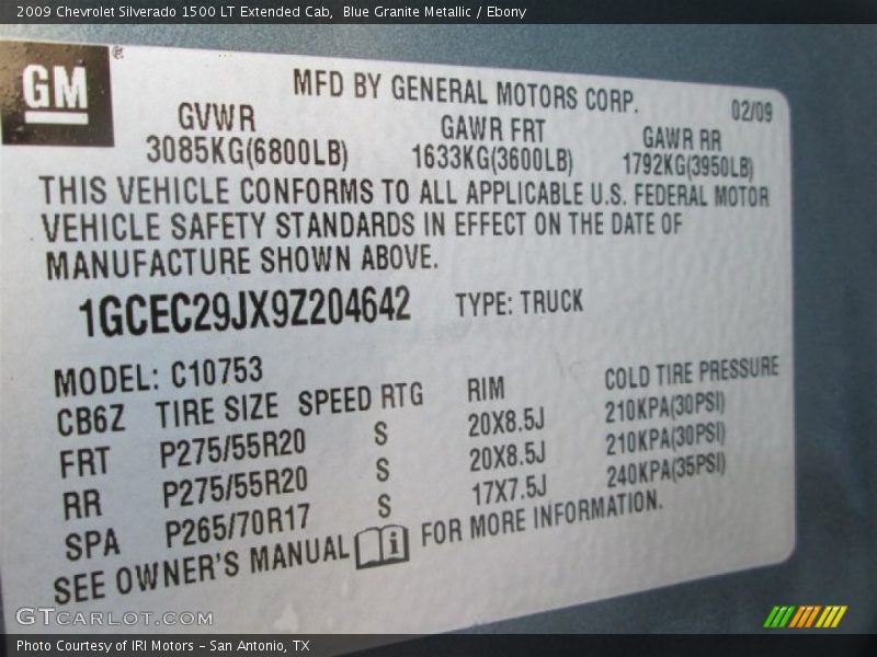 Blue Granite Metallic / Ebony 2009 Chevrolet Silverado 1500 LT Extended Cab