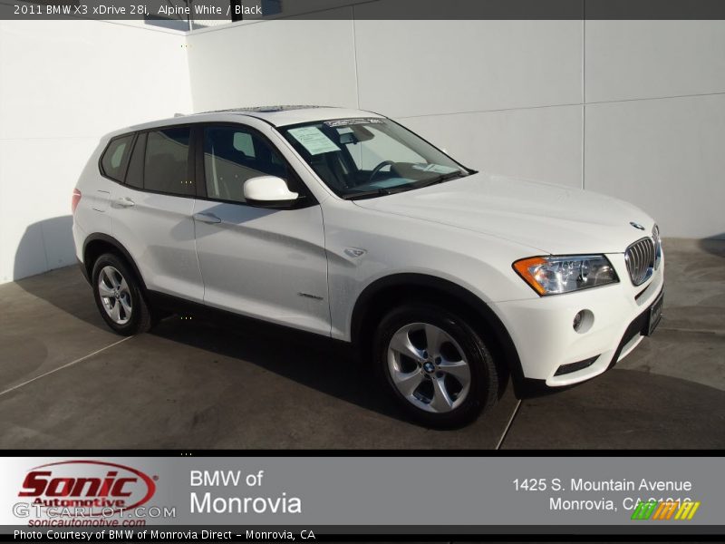 Alpine White / Black 2011 BMW X3 xDrive 28i
