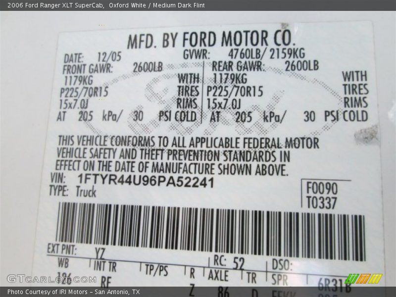 Oxford White / Medium Dark Flint 2006 Ford Ranger XLT SuperCab