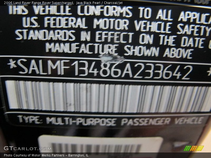 Java Black Pearl / Charcoal/Jet 2006 Land Rover Range Rover Supercharged