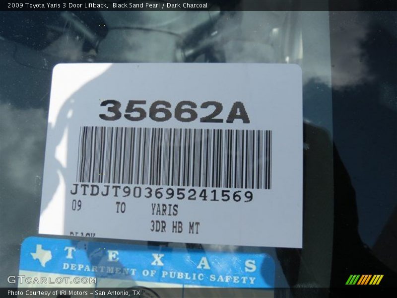 Black Sand Pearl / Dark Charcoal 2009 Toyota Yaris 3 Door Liftback