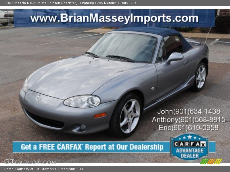 Titanium Gray Metallic / Dark Blue 2003 Mazda MX-5 Miata Shinsen Roadster