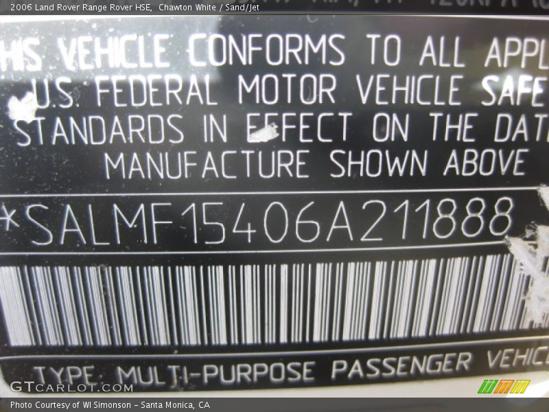 Chawton White / Sand/Jet 2006 Land Rover Range Rover HSE