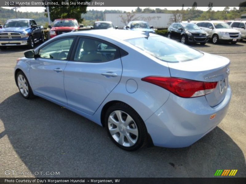 Blue Sky Metallic / Beige 2012 Hyundai Elantra Limited