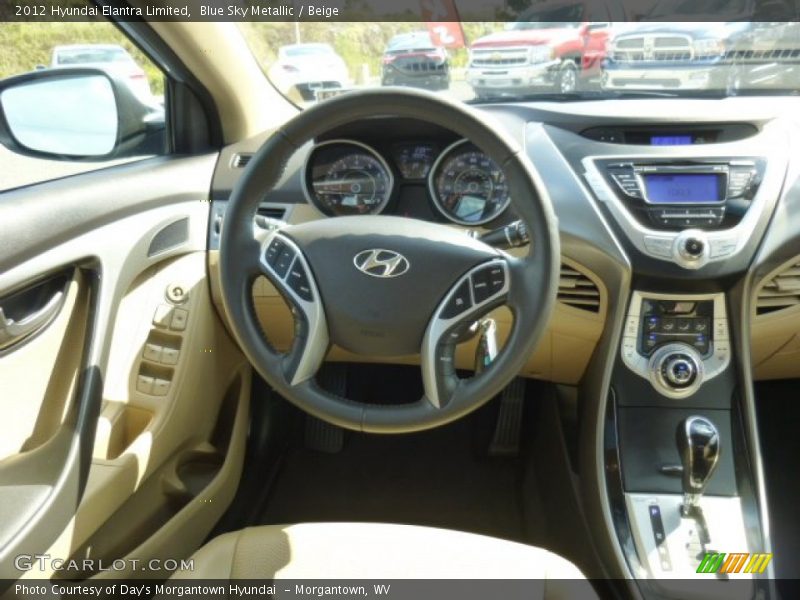 Blue Sky Metallic / Beige 2012 Hyundai Elantra Limited