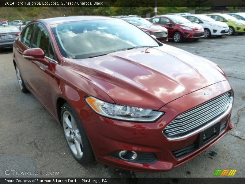 Sunset / Charcoal Black 2014 Ford Fusion SE EcoBoost