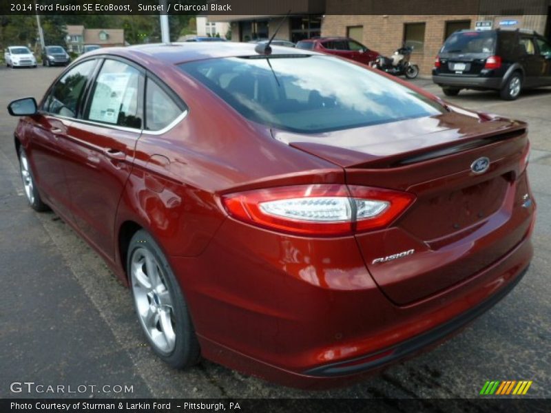 Sunset / Charcoal Black 2014 Ford Fusion SE EcoBoost