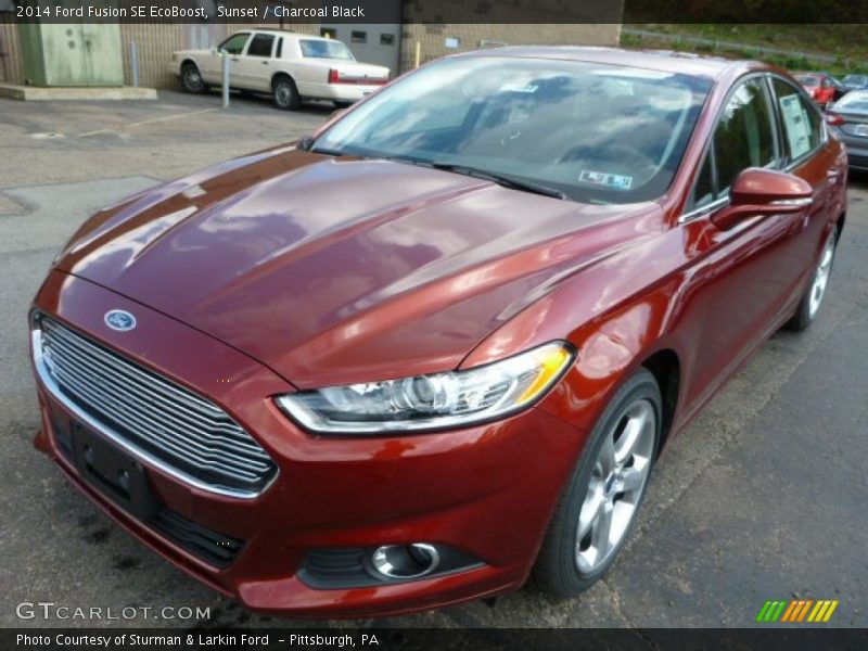 Sunset / Charcoal Black 2014 Ford Fusion SE EcoBoost