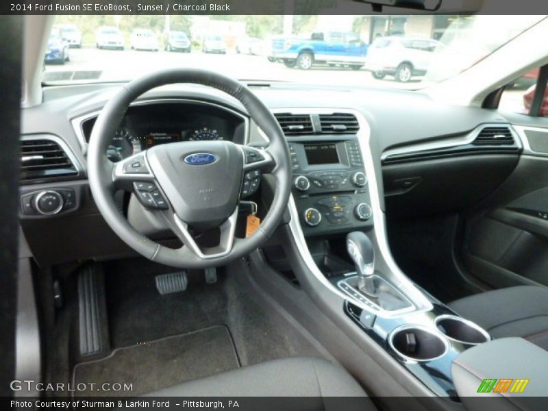 Sunset / Charcoal Black 2014 Ford Fusion SE EcoBoost