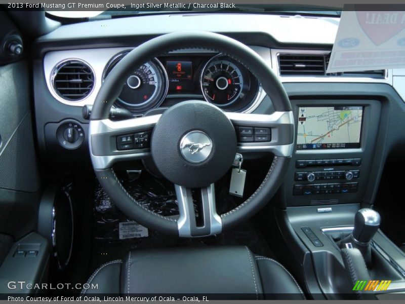Ingot Silver Metallic / Charcoal Black 2013 Ford Mustang GT Premium Coupe