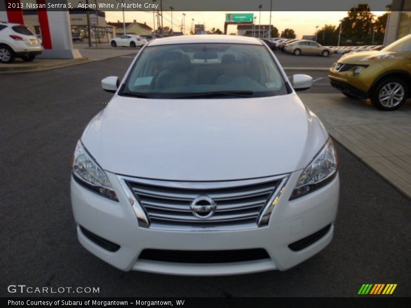 Aspen White / Marble Gray 2013 Nissan Sentra S