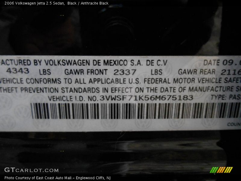 Black / Anthracite Black 2006 Volkswagen Jetta 2.5 Sedan