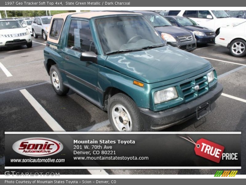 Slate Green Metallic / Dark Charcoal 1997 Geo Tracker Soft Top 4x4