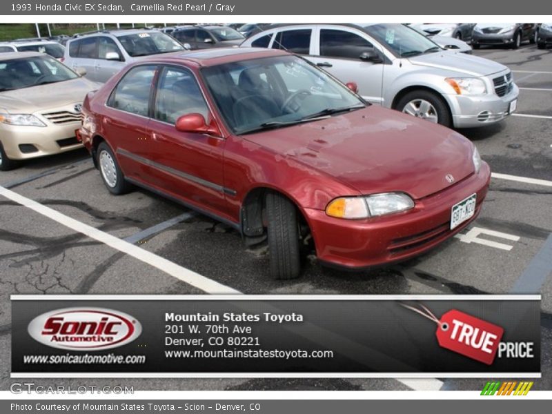 Camellia Red Pearl / Gray 1993 Honda Civic EX Sedan