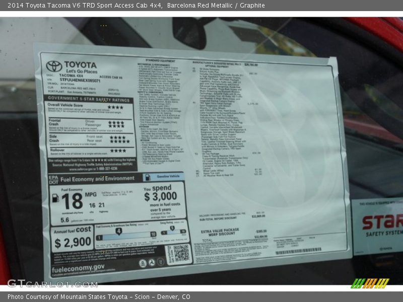 Barcelona Red Metallic / Graphite 2014 Toyota Tacoma V6 TRD Sport Access Cab 4x4
