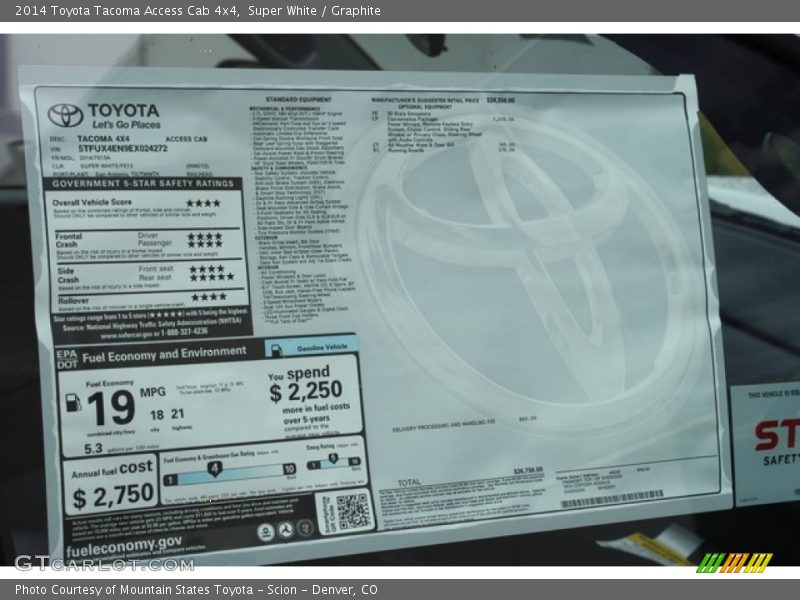 Super White / Graphite 2014 Toyota Tacoma Access Cab 4x4